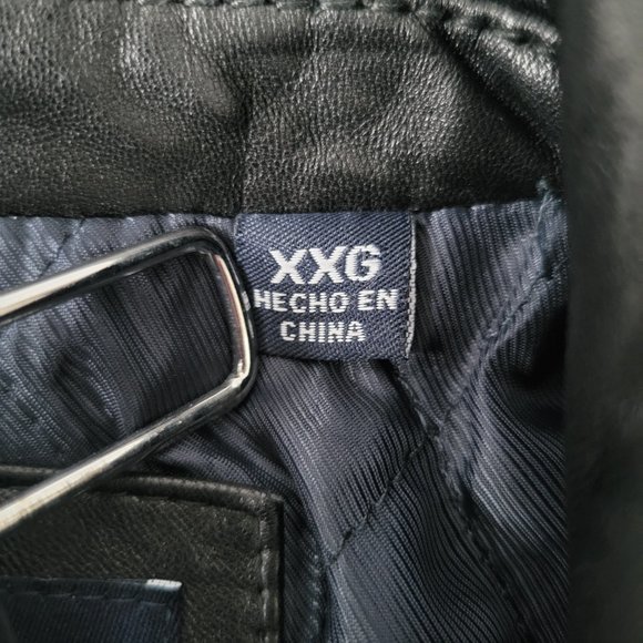 Dockers Men’s XXL Classic 100% Genuine Black Leather Zip Front Collar Jacket EUC - Picture 6 of 11